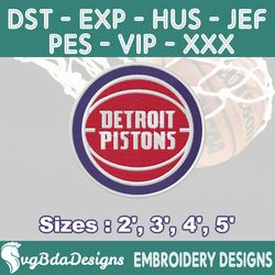 detroit pistons machine embroidery design, 4 sizes embroidery machine designs, nba embroidery, basketball embroidery