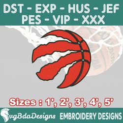 toronto raptors machine embroidery design, 4 sizes embroidery machine designs, nba embroidery, basketball embroidery