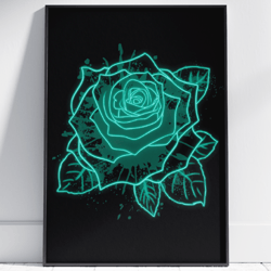 neon rose wall art  rose painting by stainles