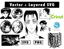 eren yeager attack on titan svg, png files for cricut machine , anime svg , manga svg , goku svg