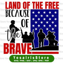 land of the free because of the brave svg, independence day svg, fourth of july svg, usa svg, america svg