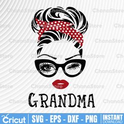 Grandma Svg, Grandma Birthday Svg, Grandma Gift Design, Grandma Face Glasses Svg Png, Grandma Christmas Png, Cricut