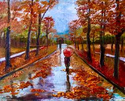 oil on the  hardboard landscape autumn park wall art 8*10 inch