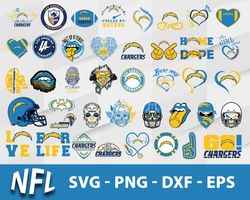 Los Angeles Chargers Bundle Svg, Los Angeles Chargers Logo Svg, NFL Svg, Sport Svg, Png Dxf Eps File