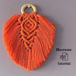 feather macrame pattern / leaf tutorial / step by step diy / macrame wall hanging pattern pdf / easy macrame decor