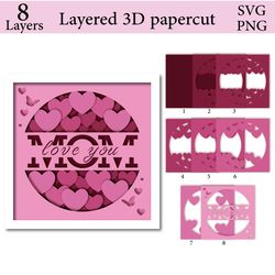 3d mothers day svg papercut file | shadow box svg | layered paper art | layered greeting cards | digital download