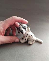 dolmatian -soft doll dog. miniature knitted puppy. amigurumi dog. cute puppy toy