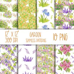 wax crayon garden digital paper.