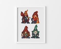 gnome wizard cross stitch pattern, movie cross stitch chart, schooll of wizardy cross stitch, fairy cross stitch, pdf