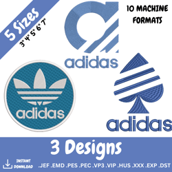 adidas embroidery design bundle -sports embroidery designs -  machine embroidery design files 10 formats, 5 sizes