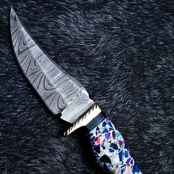 hand made damascus full tang bowie hunting knife