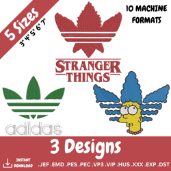 adidas embroidery design bundle -simpsons embroidery designs -  machine embroidery design files 10 formats, 5 sizes