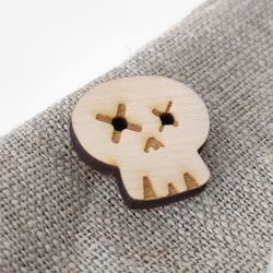 wooden skull buttons set of 20, scrapbooking embellishments, witch buttons