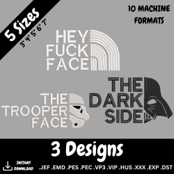 north face embroidery design bundle - starwars embroidery designs -  machine embroidery design files 10 formats, 5 sizes