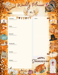 thanksgiving weekly planner