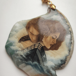 pendant "in eternity" agate. miniature oil painting.