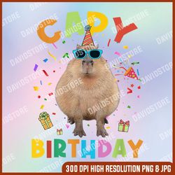 capy birthday png, funny capybara animals png, png high quality, png, digital download