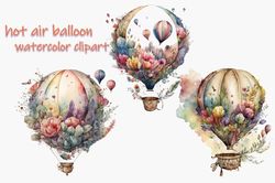 hot air balloon watercolor clipart