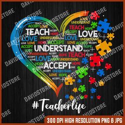 teach accept understand love teacher heart autism awareness png, easter png, happy easter png, easter day png, easter