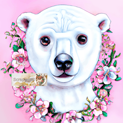 white bear illustration with pink flowers-4