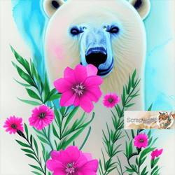 white bear illustration with pink flowers-20