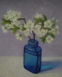 blooming branch still life oil painting original art white flower picture wall decor