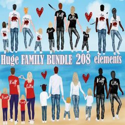 family bundle clipart: "family figures clipart" dad mom children siblings clipart family mug design parents with kids fa