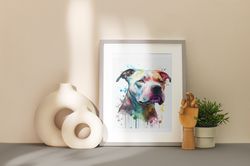 pitbull watercolored - downloadable and printable digital painting