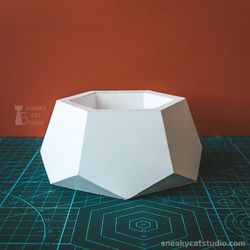 planter vase model 3 - 3d papercraft template digital pattern for printing and cutting (pdf, svg, dxf*)