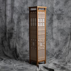 kumiko floor lamp. japanese lantern made of wood and shoji paper