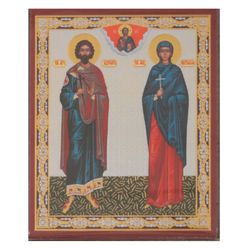saints adrian and natalia | handmade russian icon  | size: 2,5" x 3,5"