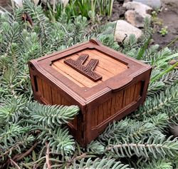 jewelry box with rune fehu. money and jewelry box. wooden custom jewelry box