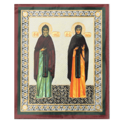 saint cyril and his wife maria | handmade russian icon  | size: 2,5" x 3,5"