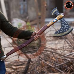 kratos axe, medieval god of war axe, handmade replica, scandinavian axe, leviathan axe, battle axe, gift axe,