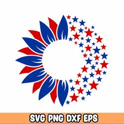 usa sunflower svg, american flag svg sunflower clipart, 4th of july svg, fourth of july flower, america patriotic sunflo