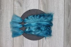 mohair doll hair 0.35 oz 19-28 cm color turquoise organic locks angora barbie reborn blythe bjd bullip doll parts