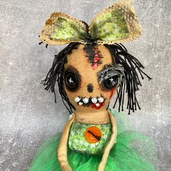 creepy doll . halloween home decor. shelf decor.