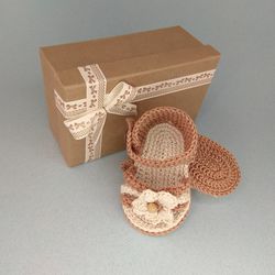 crochet baby girl sandals, newborn sandals, knit baby footwear