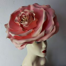 big lush rose fascinator kentucky derby hat, flower headband, tea party hat, royal ascot hat,, ladies hats, custom hat