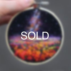 (9cm) embroidered & needle felted space painting