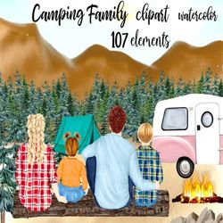 camping clipart: "family camping clipart" people outdoor travel trailer outdoor clipart customizable clipart travel clip