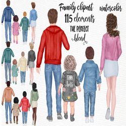 Family clipart: "PARENTS AND KIDS" Dad Mom Children Family People Siblings clipart Watercolor people Family Mug designs