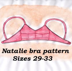 wireless bra pattern plus size, natalie, sizes 29-33, linen bra sewing pattern, plus size bra pattern no underwire