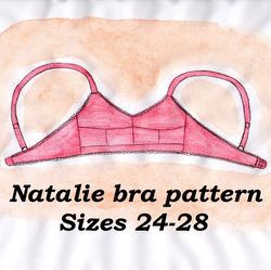 wirefree bra pattern, linen bra sewing pattern,  natalie, sizes 24-28, cotton bra pattern no underwire, wireless bra