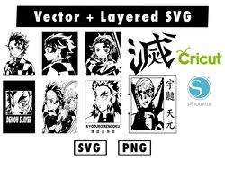 anime demon slayer svg, png files for cricut machine , anime svg , manga svg , goku svg