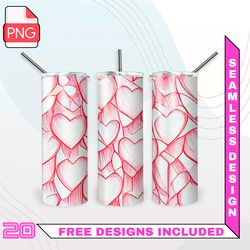 painted hearts tumbler wrap seamless designs - skinny tumbler 20oz design png