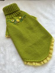 knited green sweater for small dogs puppy sweater xxs cute pet clothes