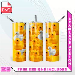 bathroom ducks tumbler wrap seamless designs - skinny tumbler 20oz design png