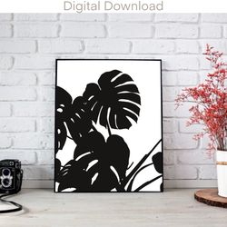 printable wall art minimalist, monstera wall art printable, printable posters black and white, printable wall art, digit