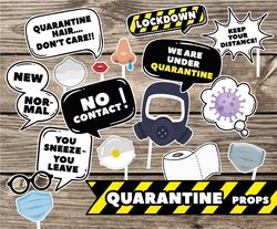 covid photo booth props, quarantine photo booth props, quarantine party, apocalypse, printable photo props, infection